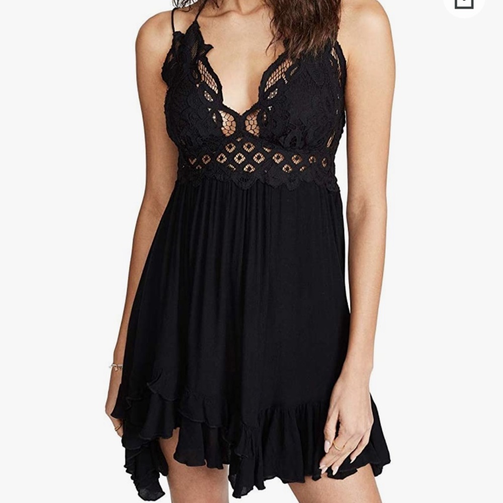 Free people black dress. Worn once for 3 hours